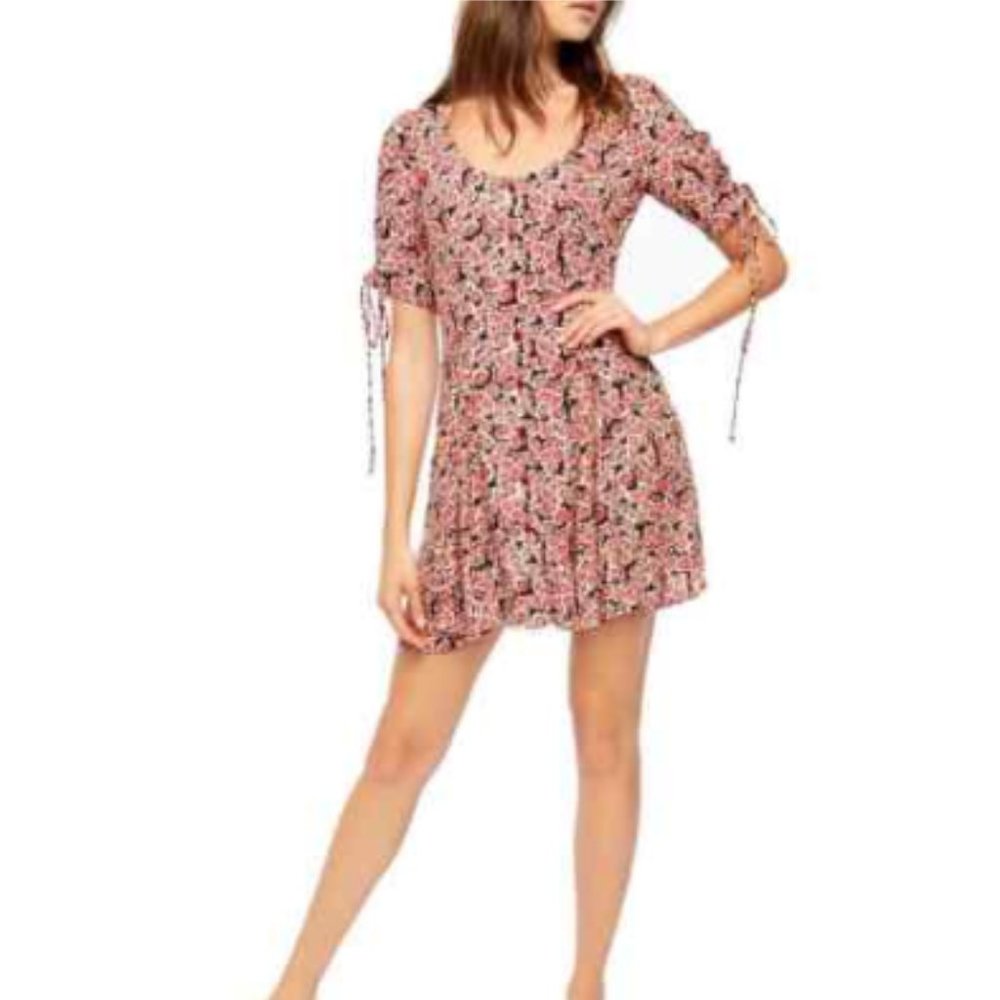 Free People Lace-Up Minidress Black Combo M - new never worn